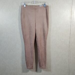 H148 Chico's tan faux suede leggings 1 M NWT